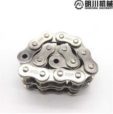 Short Pitch Nickel Plated Transmission Roller Chain Silver Color 40Mn 60 / 12A