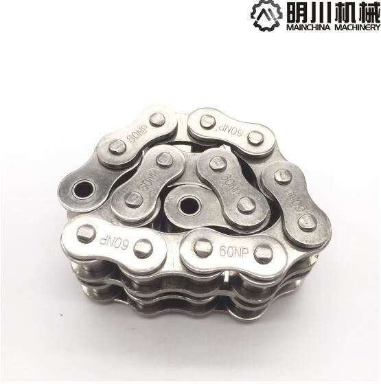 Short Pitch Nickel Plated Transmission Roller Chain Silver Color 40Mn 60 / 12A